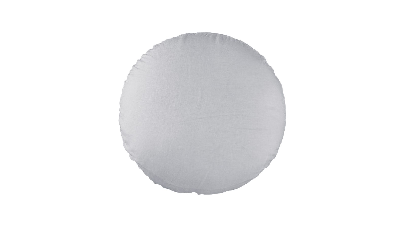 Housse de coussin rond diamètre 65 cm en lin lavé uni Gris Buée