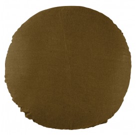 Housse de coussin rond diamètre 65 cm en lin lavé uni Caramel