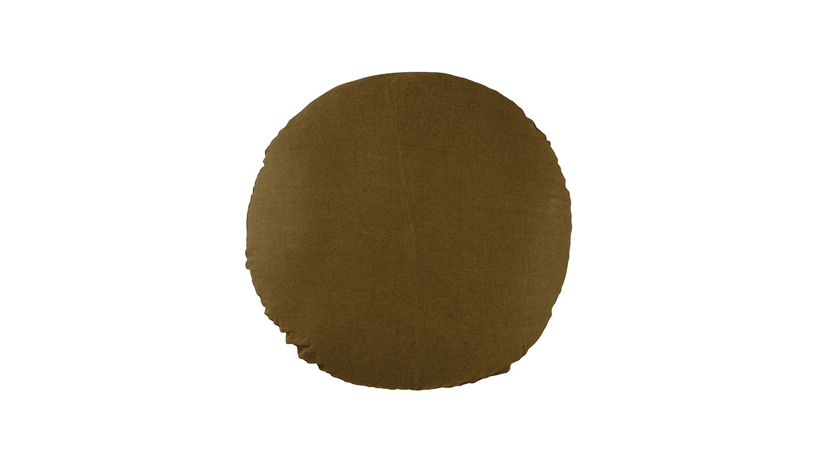 Housse de coussin rond diamètre 65 cm en lin lavé uni Caramel