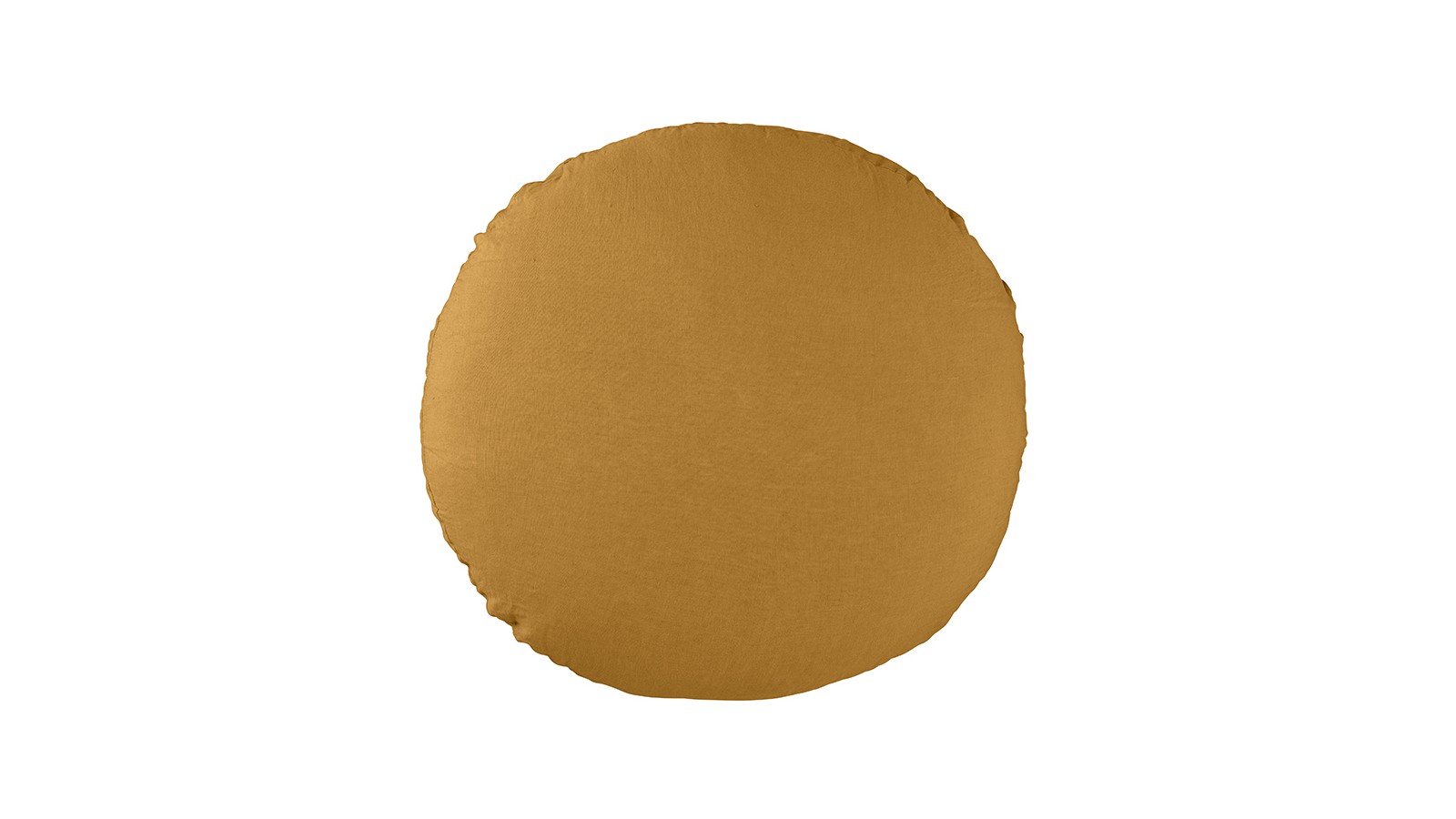 Housse de coussin rond diamètre 65 cm en lin lavé uni Jaune Pépite