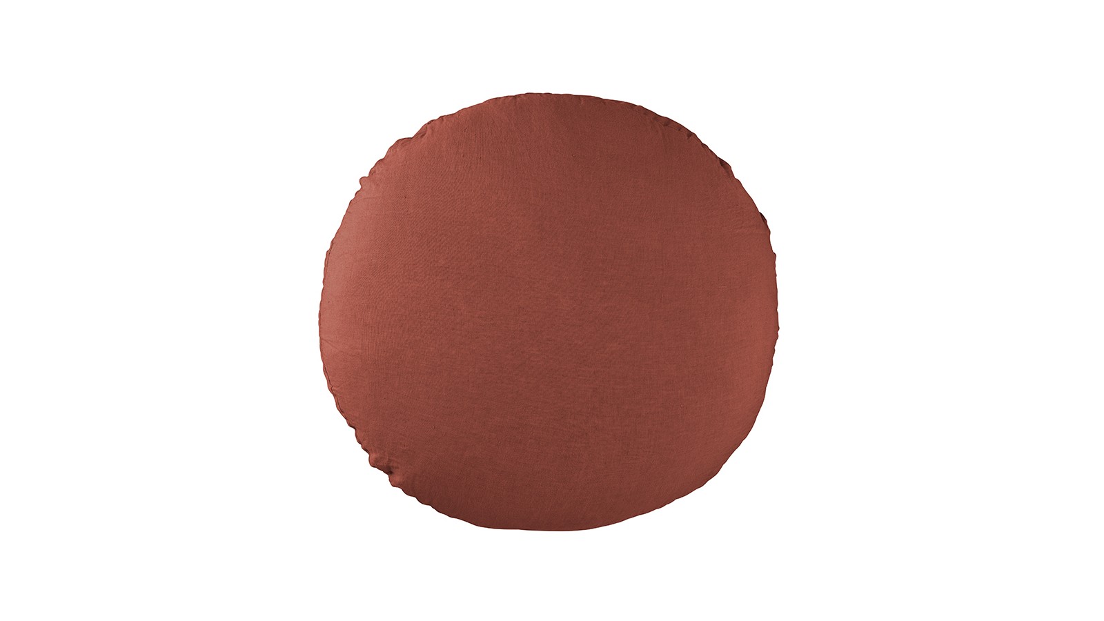 Housse de coussin rond diamètre 65 cm en lin lavé uni Orange Terracotta