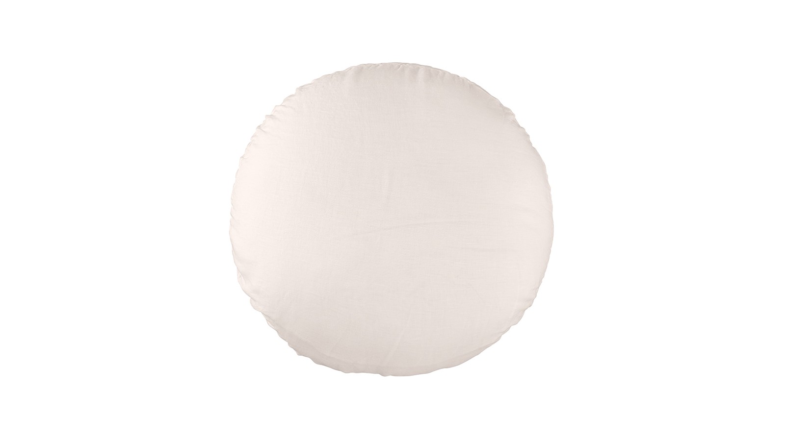 Housse de coussin rond diamètre 65 cm en lin lavé uni Rose Yogourt