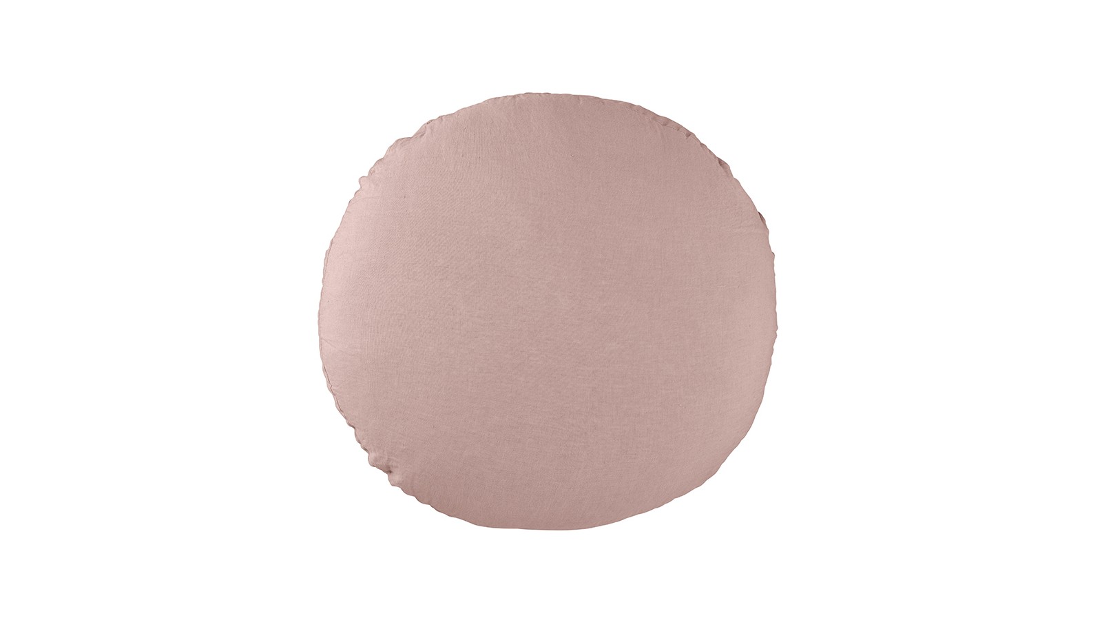 Housse de coussin rond diamètre 65 cm en lin lavé uni Rose Rétro