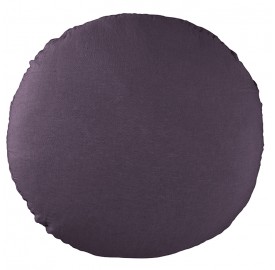 Housse de coussin rond diamètre 65 cm en lin lavé uni Vieille Prune