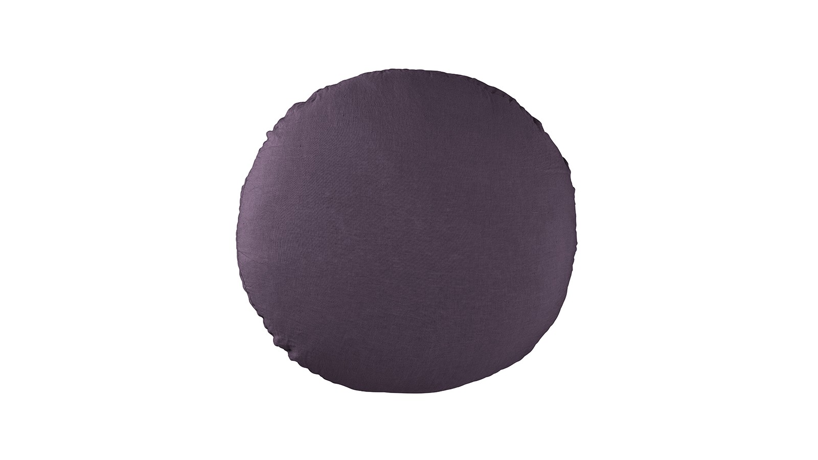 Housse de coussin rond diamètre 65 cm en lin lavé uni Vieille Prune