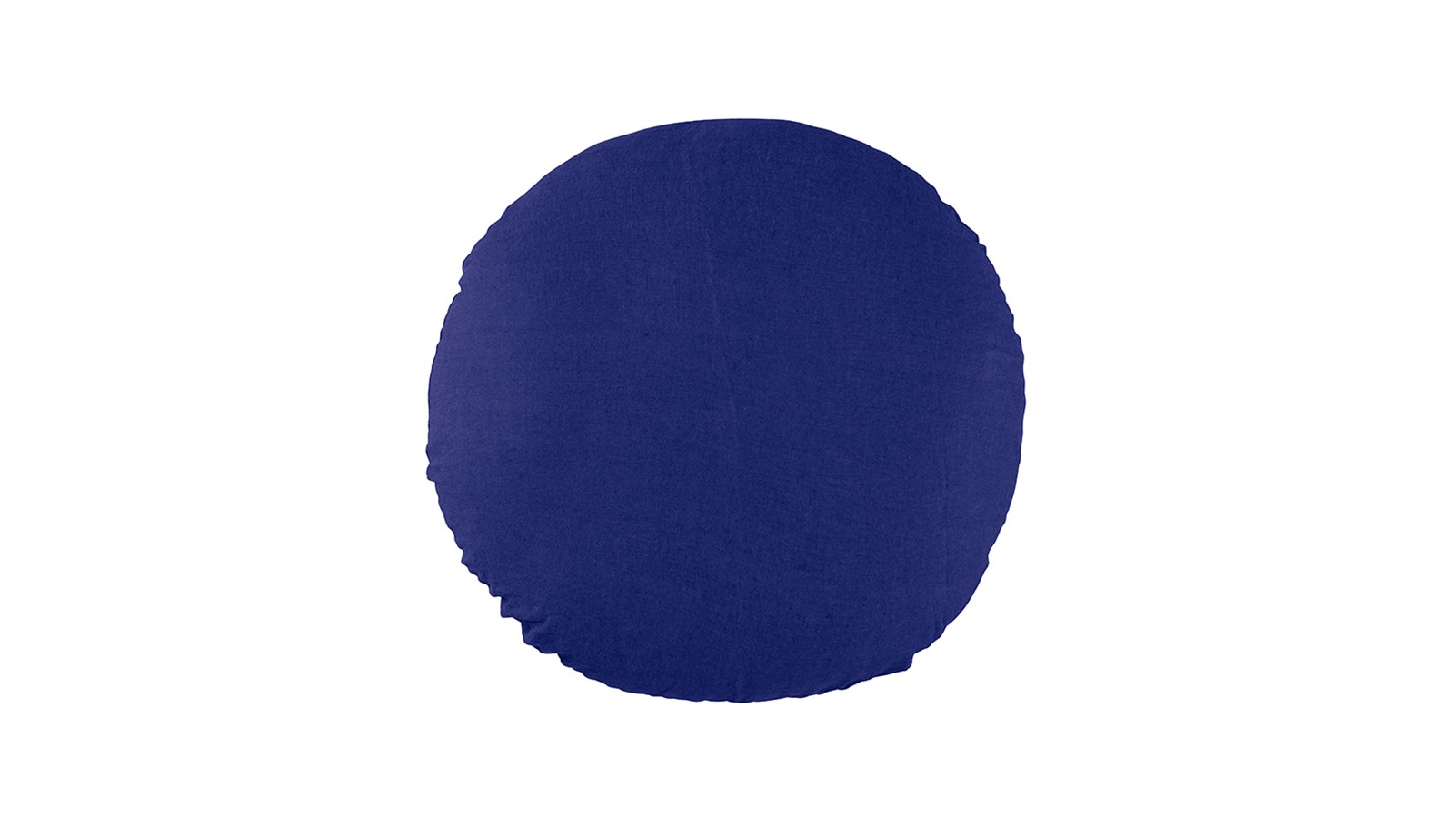 Housse de coussin rond diamètre 65 cm en lin lavé uni Bleu Klein