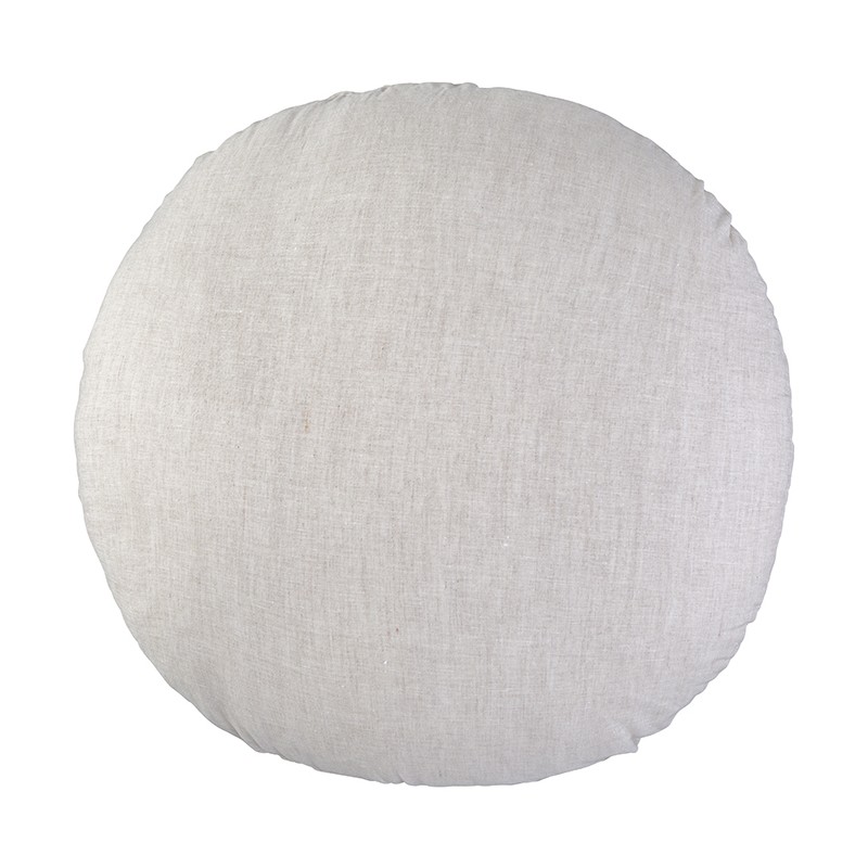 Housse de coussin rond diamètre 65 cm en lin lavé chambray Lin