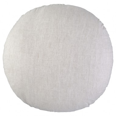 Housse de coussin rond diamètre 65 cm en lin lavé chambray Lin