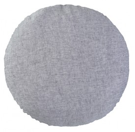 Housse de coussin rond diamètre 65 cm en lin lavé chambray Charbon