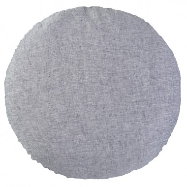 Housse de coussin rond diamètre 65 cm en lin lavé chambray Charbon