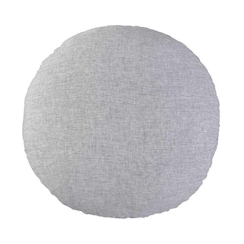 Housse de coussin rond diamètre 65 cm en lin lavé chambray Pierre