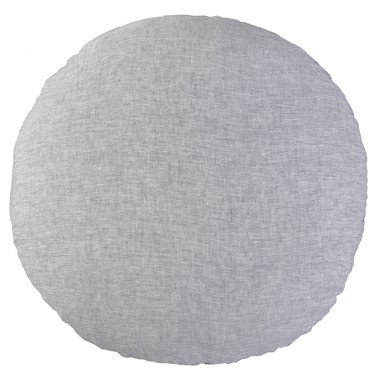 Housse de coussin rond diamètre 65 cm en lin lavé chambray Pierre