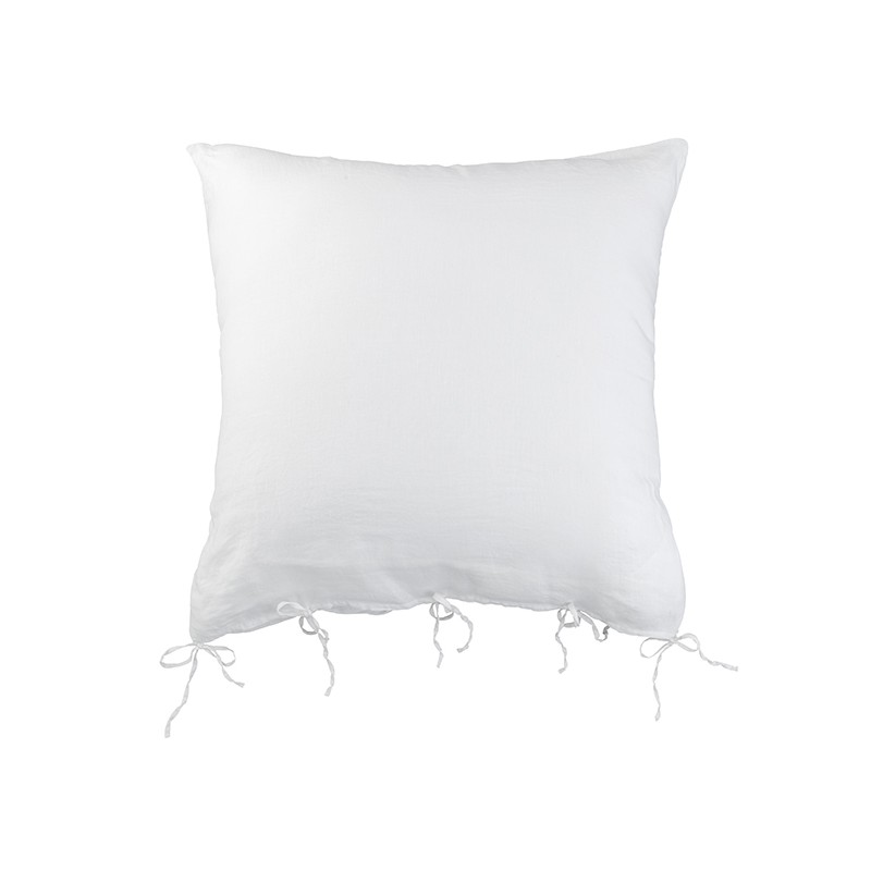 Housse de coussin carrée 80 x 80 cm en lin lavé uni Blanc Optique