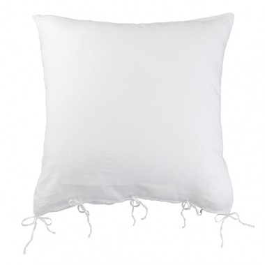 Housse de coussin carrée 80 x 80 cm en lin lavé uni Blanc Optique