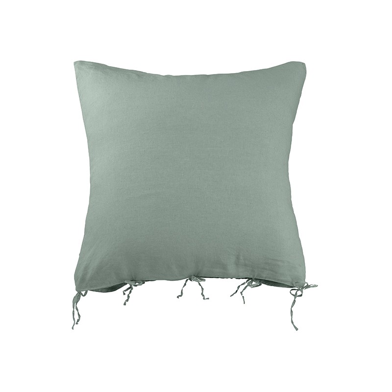 Housse de coussin carrée 80 x 80 cm en lin lavé uni Vert Céladon