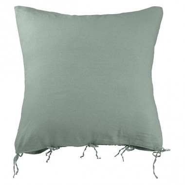 Housse de coussin carrée 80 x 80 cm en lin lavé uni Vert Céladon