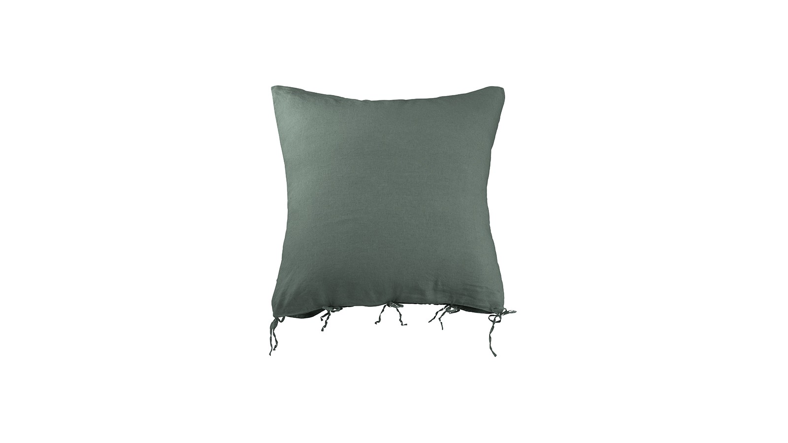 Housse de coussin carrée 80 x 80 cm en lin lavé uni Vert Eucalyptus