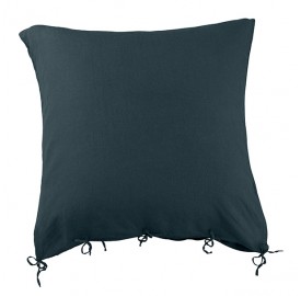 Housse de coussin carrée 80 x 80 cm en lin lavé uni Bleu Coin Coin