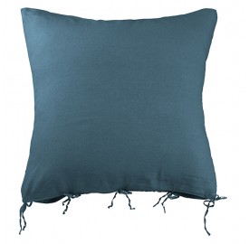 Housse de coussin carrée 80 x 80 cm en lin lavé uni Bleu Pétrole