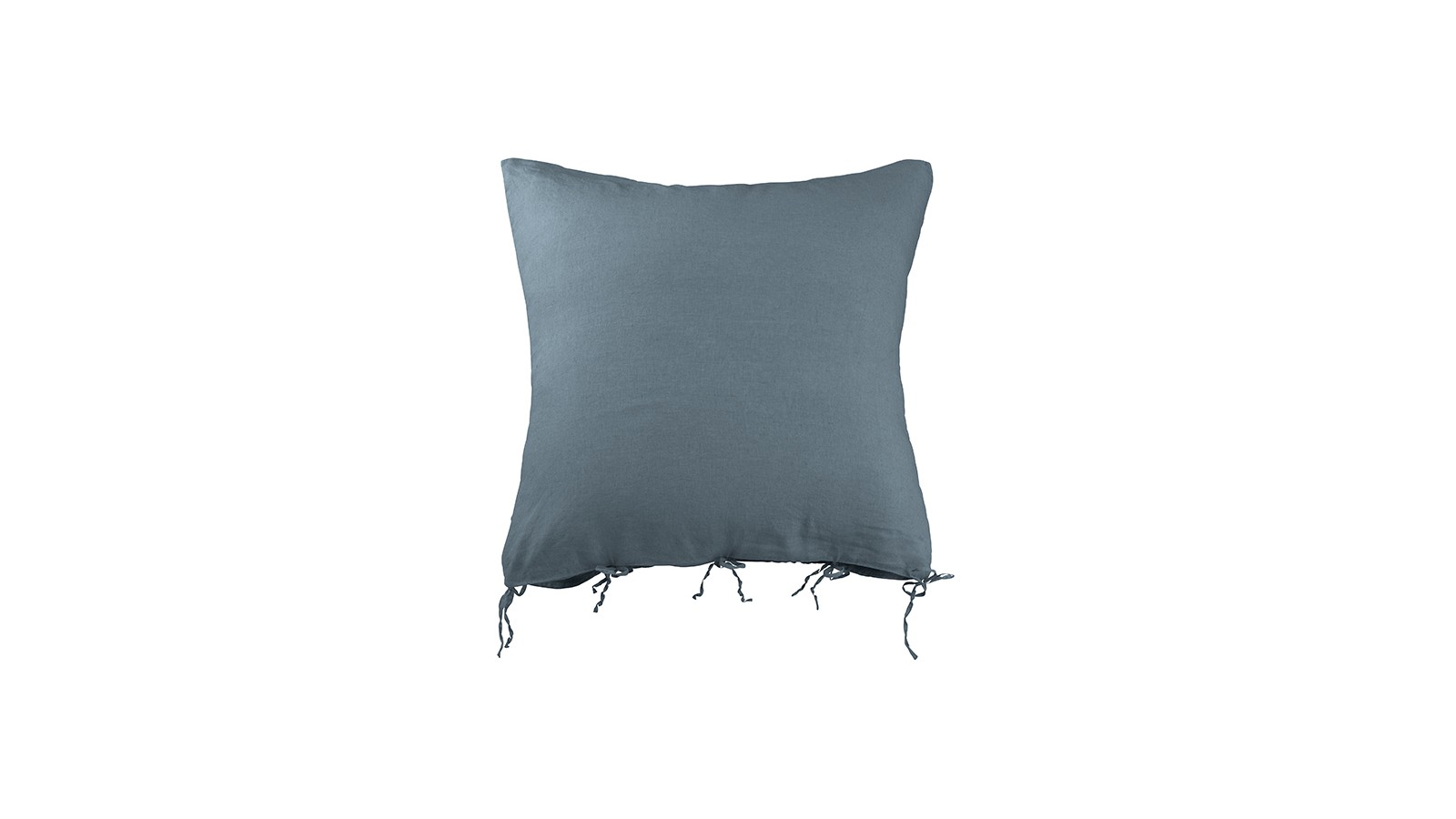 Housse de coussin carrée 80 x 80 cm en lin lavé uni Bleu Orage