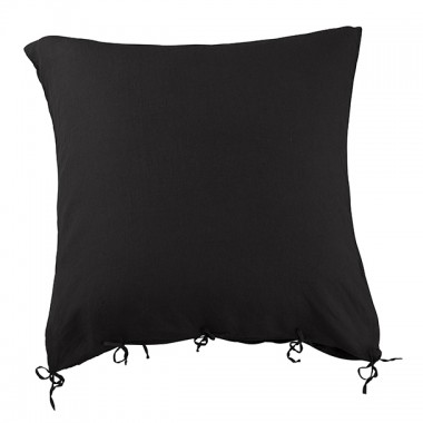 Housse de coussin carrée 80 x 80 cm en lin lavé uni Noir Noir