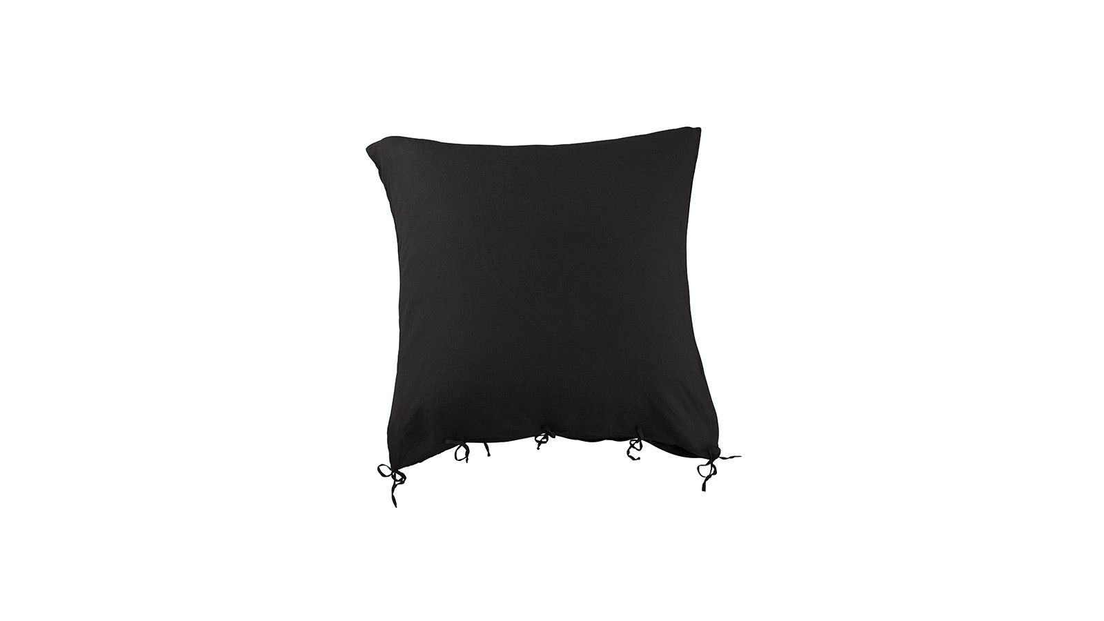 Housse de coussin carrée 80 x 80 cm en lin lavé uni Noir Noir Housse de coussin carrée 80 x 80 cm en lin lavé uni Noir Noir