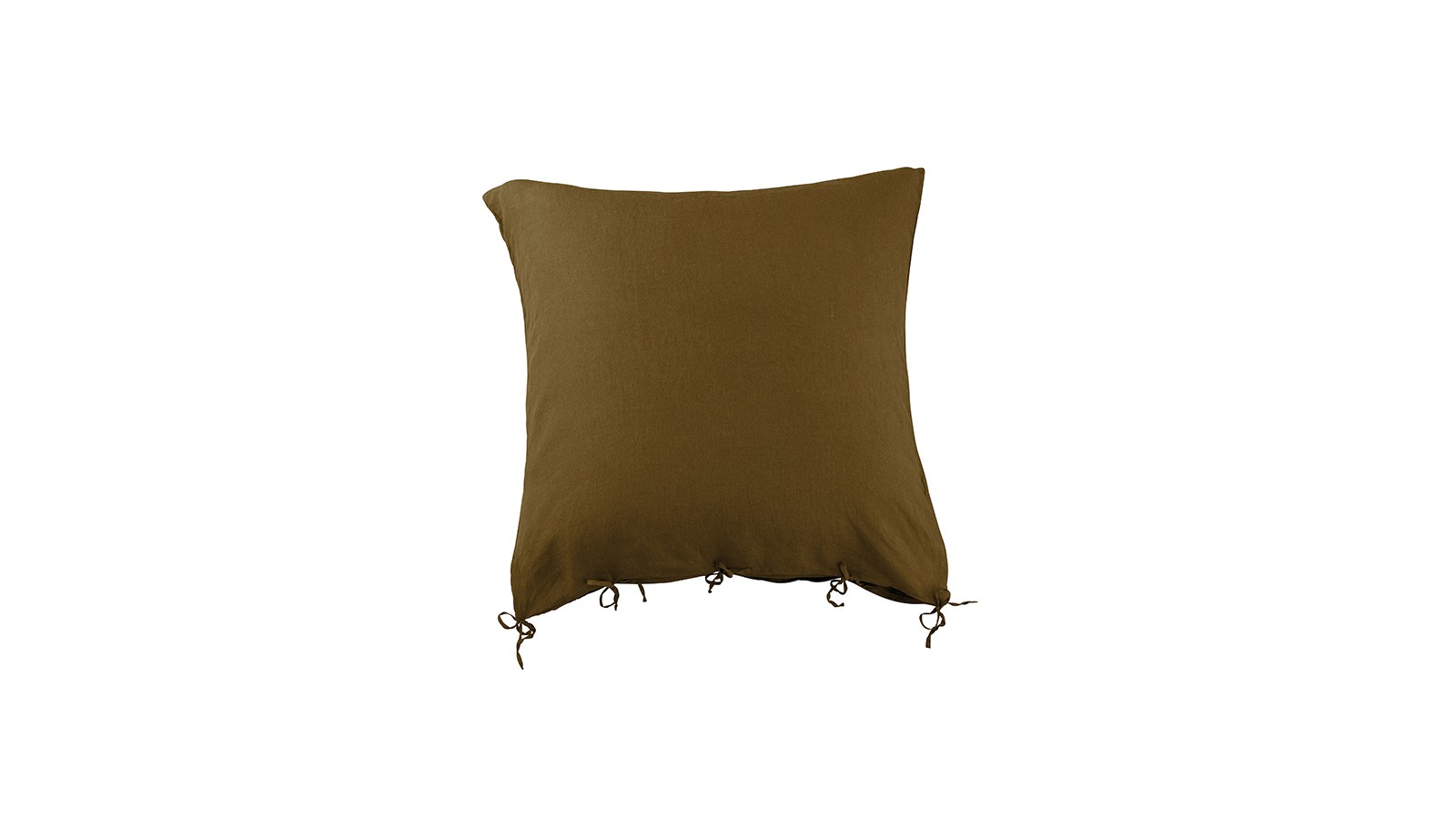 Housse de coussin carrée 80 x 80 cm en lin lavé uni Caramel