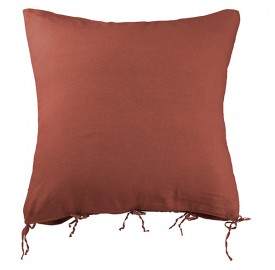 Housse de coussin carrée 80 x 80 cm en lin lavé uni Orange Terracotta