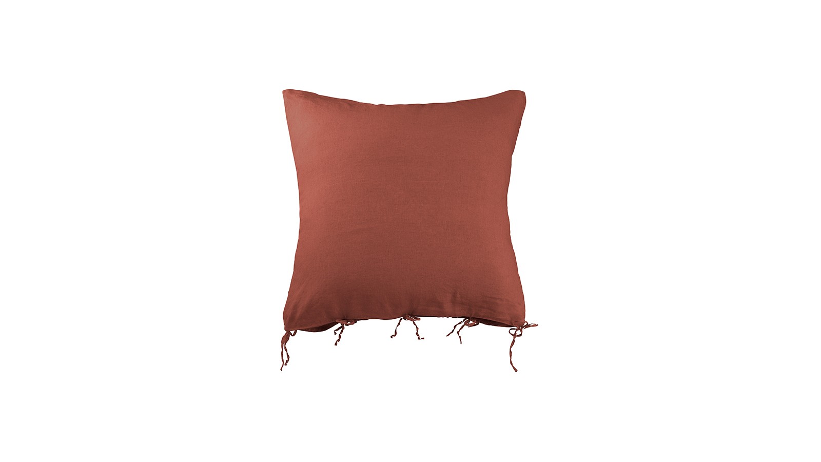 Housse de coussin carrée 80 x 80 cm en lin lavé uni Orange Terracotta