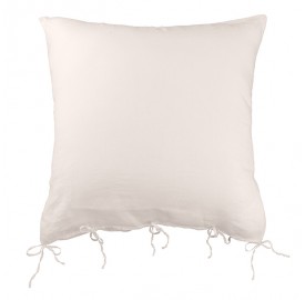 Housse de coussin carrée 80 x 80 cm en lin lavé uni Rose Yogourt