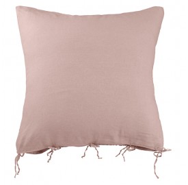 Housse de coussin carrée 80 x 80 cm en lin lavé uni Rose Rétro