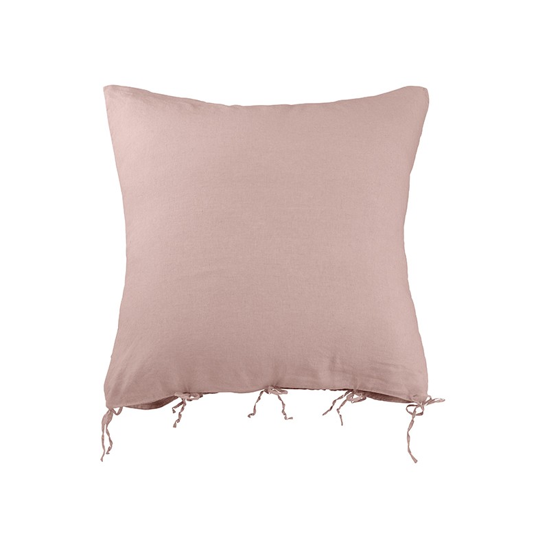 Housse de coussin carrée 80 x 80 cm en lin lavé uni Rose Rétro