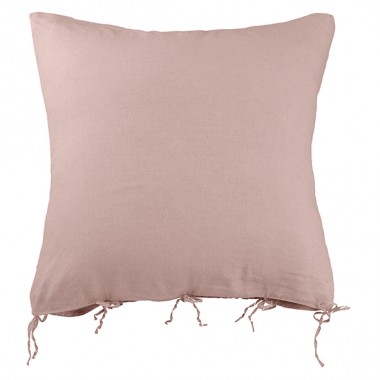 Housse de coussin carrée 80 x 80 cm en lin lavé uni Rose Rétro