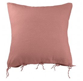 Housse de coussin carrée 80 x 80 cm en lin lavé uni Rose Boudoir