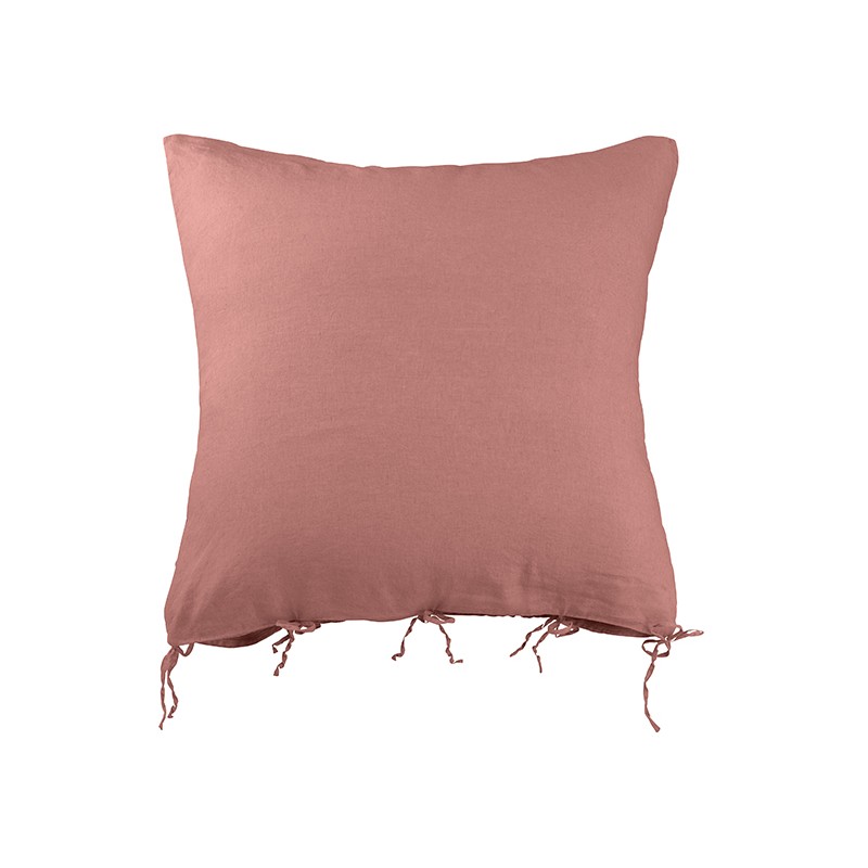 Housse de coussin carrée 80 x 80 cm en lin lavé uni Rose Boudoir