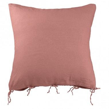 Housse de coussin carrée 80 x 80 cm en lin lavé uni Rose Boudoir