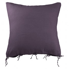 Housse de coussin carrée 80 x 80 cm en lin lavé uni Vieille Prune