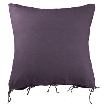 Housse de coussin carrée 80 x 80 cm en lin lavé uni Vieille Prune