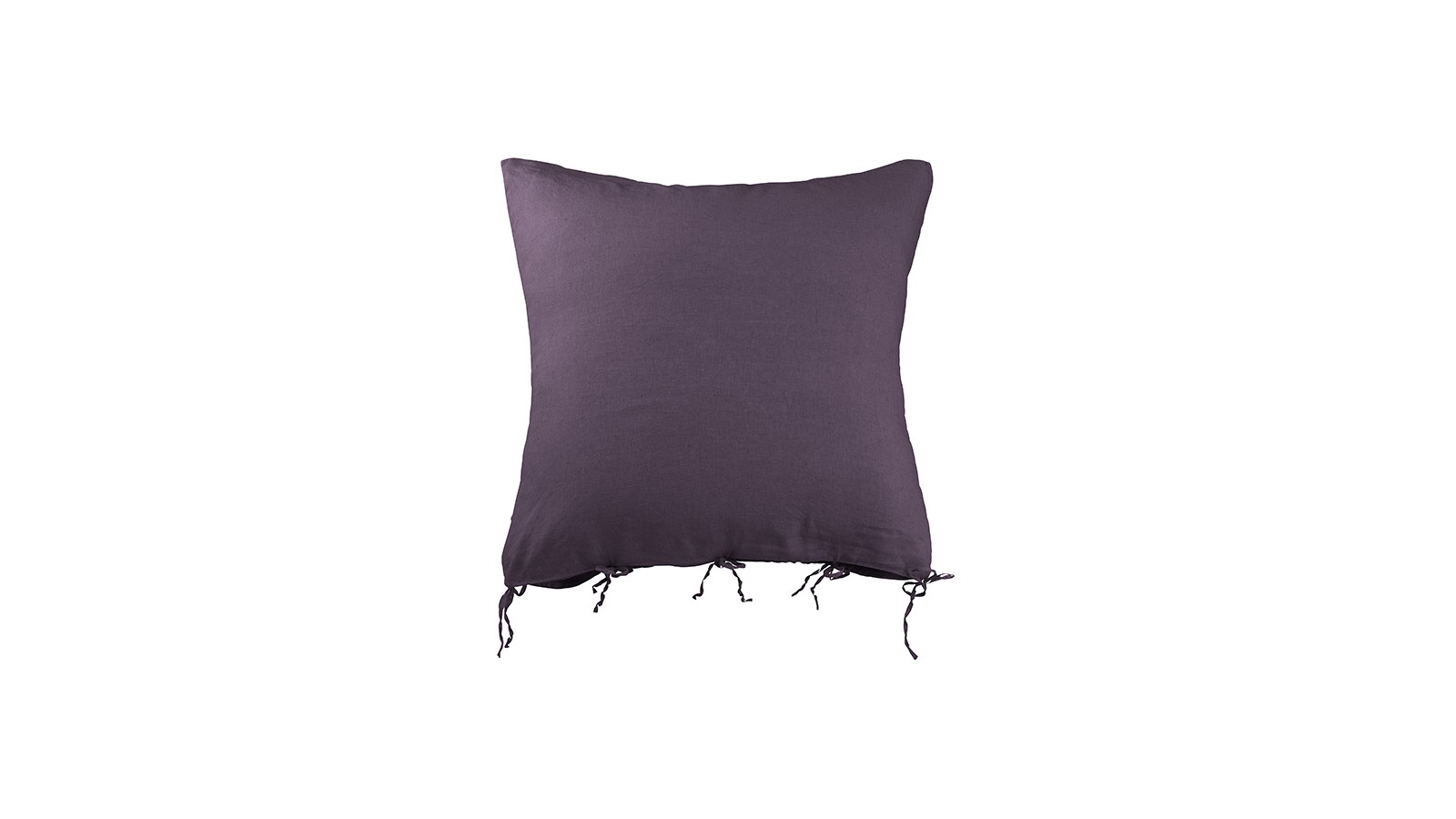 Housse de coussin carrée 80 x 80 cm en lin lavé uni Vieille Prune