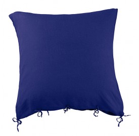 Housse de coussin carrée 80 x 80 cm en lin lavé uni Bleu Outremer