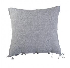 Housse de coussin carrée 80 x 80 cm en lin lavé chambray Charbon