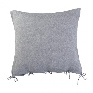 Housse de coussin carrée 80 x 80 cm en lin lavé chambray Charbon