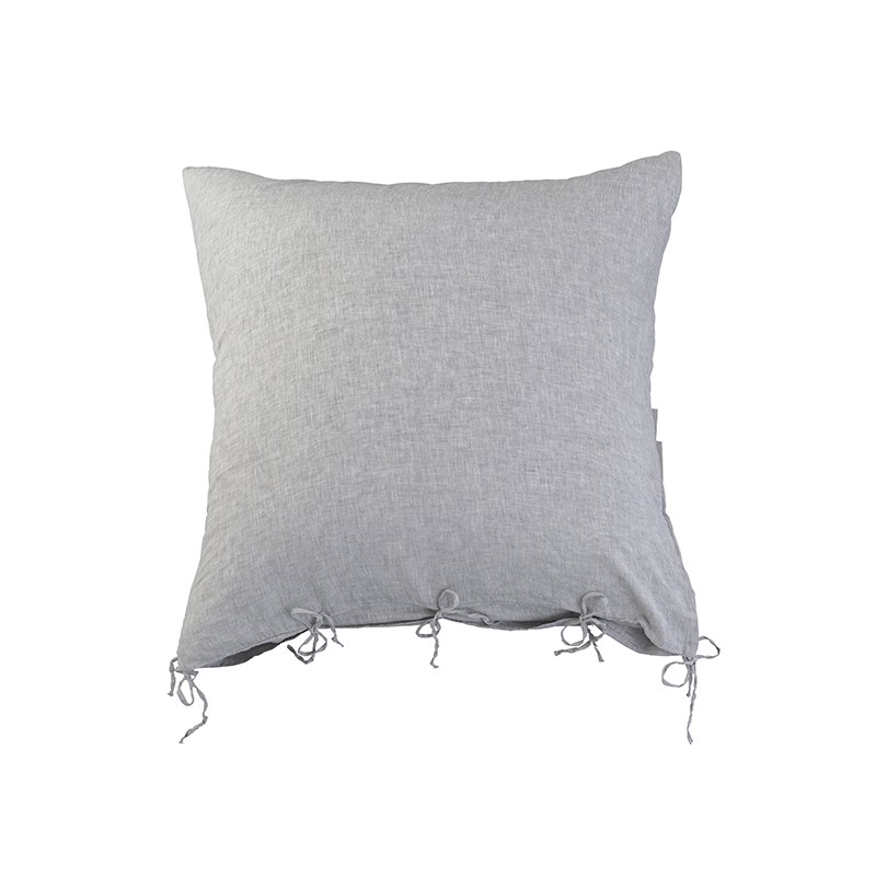 Housse de coussin carrée 80 x 80 cm en lin lavé chambray Pierre