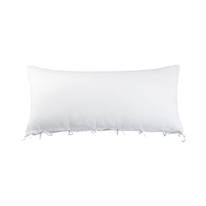 Housse de coussin rectangulaire 70 x 140 cm en lin lavé uni Blanc Optique