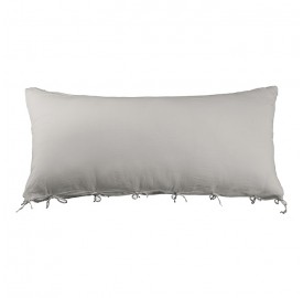 Housse de coussin rectangulaire 70 x 140 cm en lin lavé uni Argile