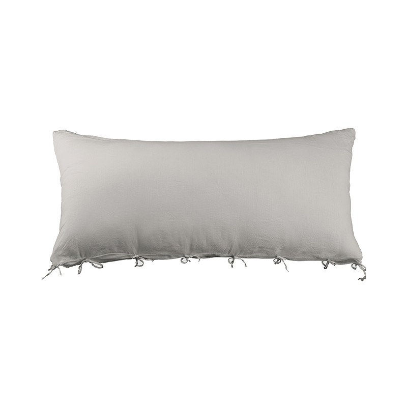 Housse de coussin rectangulaire 70 x 140 cm en lin lavé uni Argile