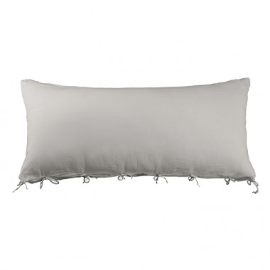 Housse de coussin rectangulaire 70 x 140 cm en lin lavé uni Argile