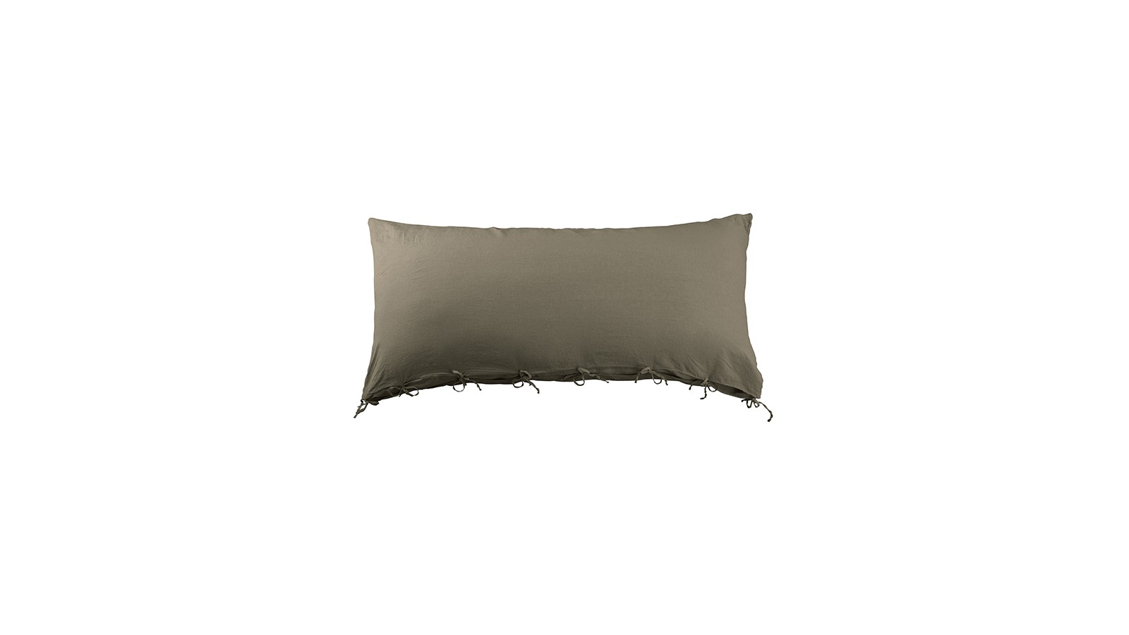 Housse de coussin rectangulaire 70 x 140 cm en lin lavé uni Vert De Terre