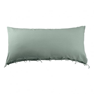 Housse de coussin rectangulaire 70 x 140 cm en lin lavé uni Vert Céladon