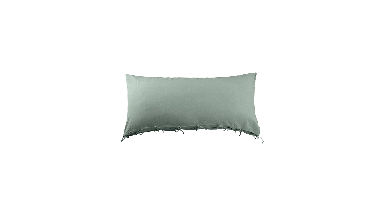 Housse de coussin rectangulaire 70 x 140 cm en lin lavé uni Vert Céladon